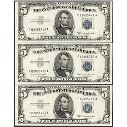 Lot of (3) Consecutive 1953B $5 Silver Certificate Notes