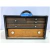 Image 1 : VINTAGE WOODEN TOOLBOX W/TOOLS