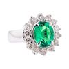4.60 ctw Tsavorite And Diamond Ring - 14KT White Gold