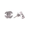 Image 2 : 0.35 ctw Diamond Double "C" Initial Stud Earrings - 14KT White Gold