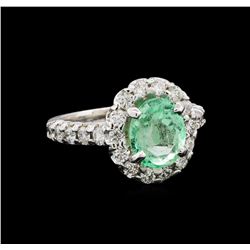 2.61 ctw Emerald and Diamond Ring - 14KT White Gold