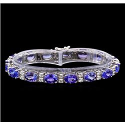 14KT White Gold 17.85 ctw Tanzanite and Diamond Bracelet