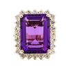 Image 2 : 14.01 ctw Amethyst And Diamond Ring - 14KT Yellow Gold