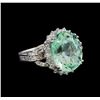 9.47 ctw Emerald and Diamond Ring - 14KT White Gold