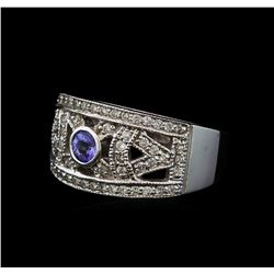 0.28 ctw Tanzanite and Diamond Ring - 14KT White Gold