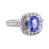 2.44 ctw Sapphire And Diamond Ring - 14KT White Gold