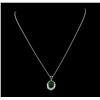 4.35 ctw Emerald and Diamond Pendant With Chain - 14KT White Gold