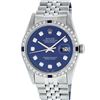 Rolex Mens Stainless Steel Blue Diamond & Sapphire Datejust Wristwatch