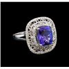 14KT White Gold 5.29 ctw Tanzanite and Diamond Ring