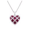 Image 1 : 2.65 ctw Lab-Grown Ruby and Diamond Pendant with Chain - 14KT White Gold
