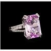 18.00 ctw Kunzite and Diamond Ring - 18KT White Gold