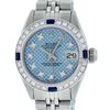 Rolex Ladies Stainless Steel Blue Stamp Diamond & Ruby Datejust Wristwatch