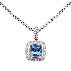 David Yurman 2.20 ctw Blue Topaz and Diamond Pendant with Chain - Silver