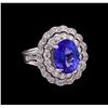 6.05 ctw Tanzanite and Diamond Ring - 14KT White Gold