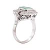 Image 4 : 7.80 ctw Emerald And Diamond Ring And Earrings - 14KT White Gold