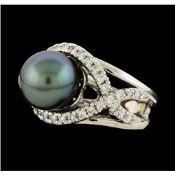 Pearl and Diamond Ring - 14KT White Gold