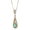 0.36 ctw Emerald and Diamond Pendant - 18KT Yellow Gold