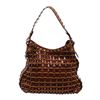 Kooba Brown Leather Rope Woven Studded Hobo Shoulder Bag
