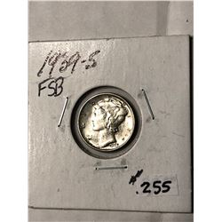 1939 S Full Split Bands Mercury Silver Dime High Grade