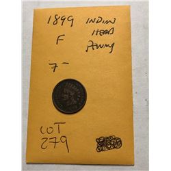 1899 Indian Head Penny Fine Grade Nice Early US Coin