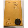 Image 2 : 1891 Indian Head Penny Nice Early US Coin