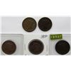 Image 1 : 5- LARGE CENTS- 1848, 1849, 1850, 1851, 1852