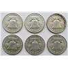 Image 2 : 6 FRANKLIN HALF DOLLARS AU/BU