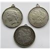 Image 1 : 3-SILVER DOLLARS IN BEZELS; 1921-D, 1880-O, 1923-S