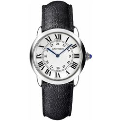 Cartier small ronde solo on leather band Model #WSRN0019