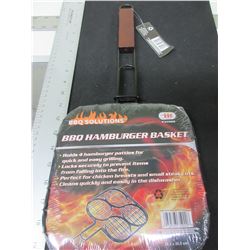 BBQ or Campfire Hamburger Basket / Easy flip all at once / no falling in fire