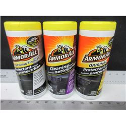 3 New Armor All Protectant Wipes & Cleaning Wipes