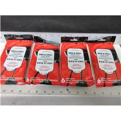 BBQ & Grill Wipes 4 packs 6 per pack / Cleans & Absorbs grease-grime