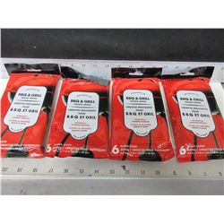 BBQ & Grill Wipes 4 packs 6 per pack / Cleans & Absorbs grease-grime