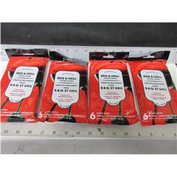 BBQ & Grill Wipes 4 packs 6 per pack / Cleans & Absorbs grease-grime