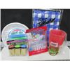 Image 1 : Camping & Picnic Bundle / 100 plates , 16 cups , cutlery , tablecloth , toothpics