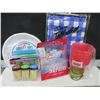 Image 1 : Camping & Picnic Bundle / 100 plates , 16 cups , cutlery , tablecloth , toothpics
