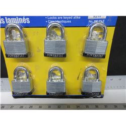 6 New Padlocks all keyed alike / comes with 12 keys