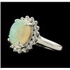 2.66 ctw Opal and Diamond Ring - 14KT White Gold
