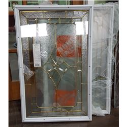 PAIR OF NEW FRAMED LEADED GLASS WINDOWS