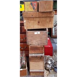 9 VINTAGE WOOD CRATES