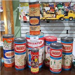 8 TINS OF VINTAGE TINKER TOYS