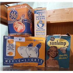4 VINTAGE BOXES GE LIGHTBULBS
