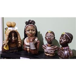 4 AFRICAN BUSTS