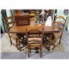 Image 1 : VINTAGE WALNUT DRAW LEAF TABLE AND CHAIRS