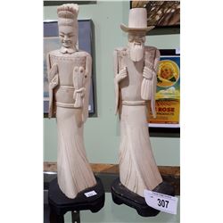 PAIR OF ASIAN FIGURES CARVED OUT OF BONE