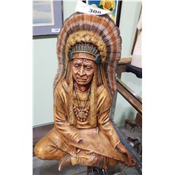 HIGHLY DETAILED CERAMIC STATUE OF A CHIEFTAIN IN FULL REGALIA