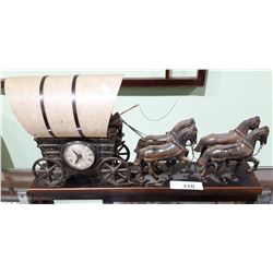 VINTAGE COPPER STAGECOACH MANTLE CLOCK / LAMP