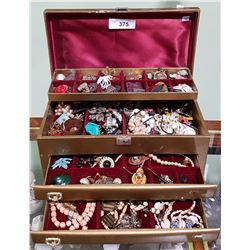 VINTAGE JEWELRY BOX WITH ESTATE JEWELRY