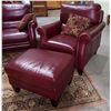 Image 1 : LAZY BOY LEATHER ARM CHAIR AND OTTOMAN