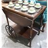 Image 2 : VINTAGE WALNUT TEA CART WITH SERVING TRAY